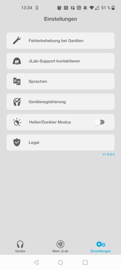 JLab Go Work 2nd Gen Headset App Einstellungen