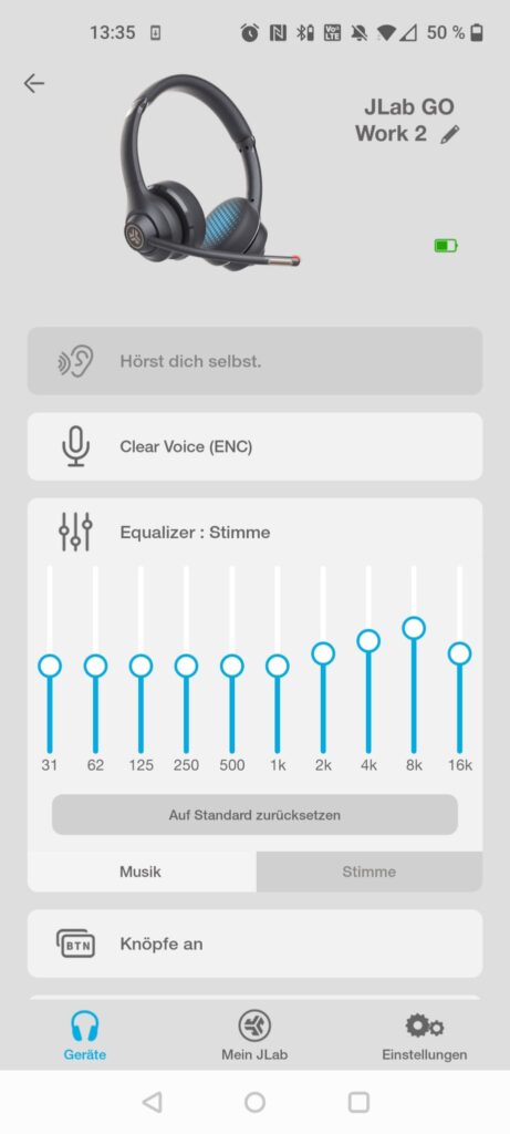 JLab Go Work 2nd Gen Headset App Equalizer Stimme