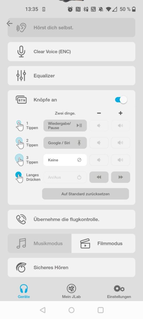 JLab Go Work 2nd Gen Headset App Tastenbelegung
