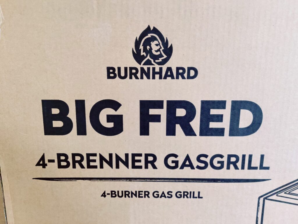 BURNHARD Big FRED Deluxe Series 4 Gasgrill Aufdruck Umverpackung