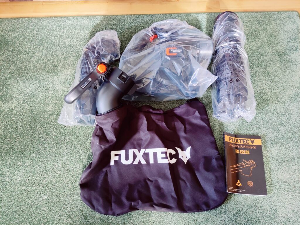 FUXTEC FX-E2LBS Laubsauger in Einzelteilen verpackt