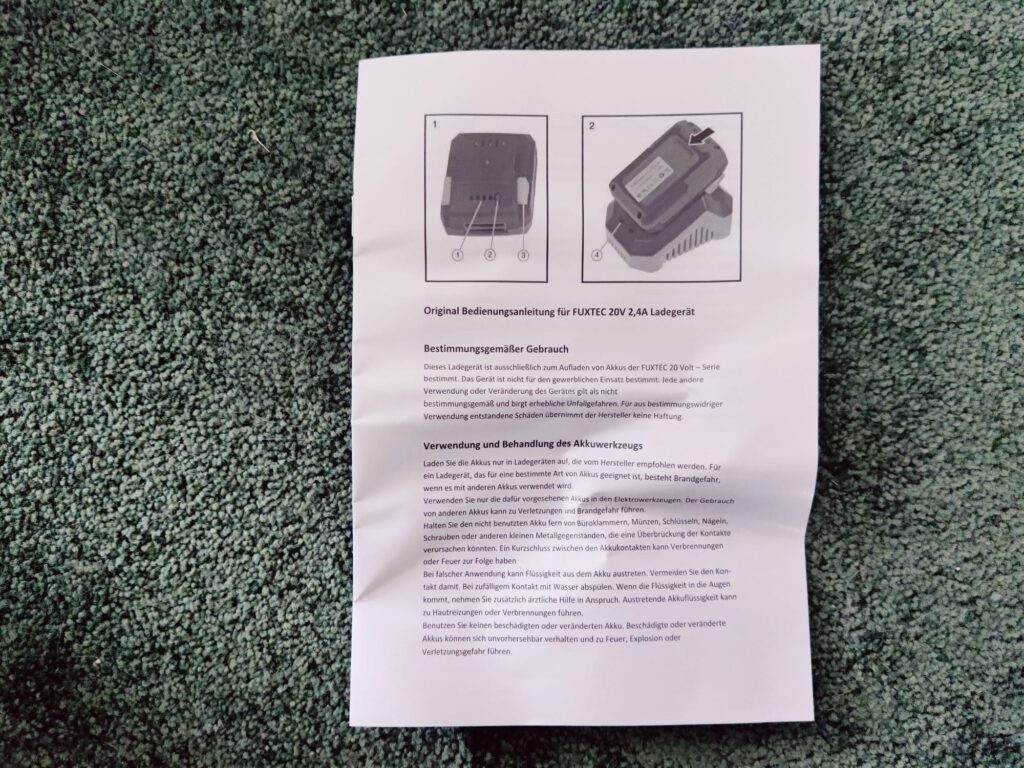 FUXTEC FX-E2LBS Laubsauger Ladegerät Bedienungsanleitung