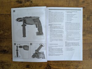 Anleitung der Einhell TE-ID 18 Li-Solo Schlagbohrmaschine geöffnet