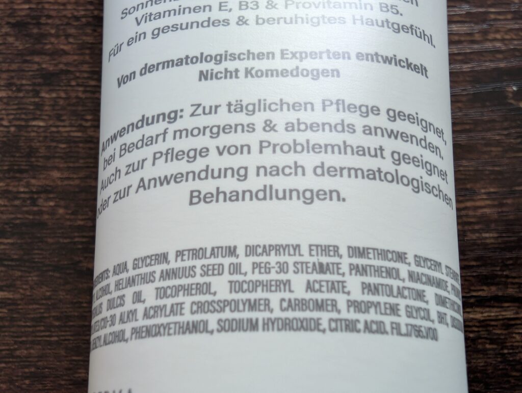Cetaphil-Feuchtigkeitscreme Inhaltsstoffe