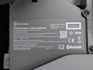 ECOVACS Goat A1600 LiDAR PRO Mähroboter Typschild