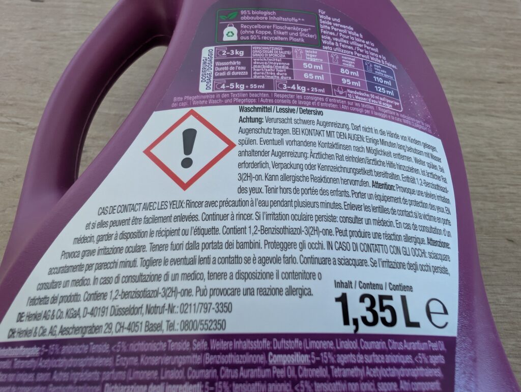Perwoll Blütenrausch Waschmittel Inhaltsstoffe 1