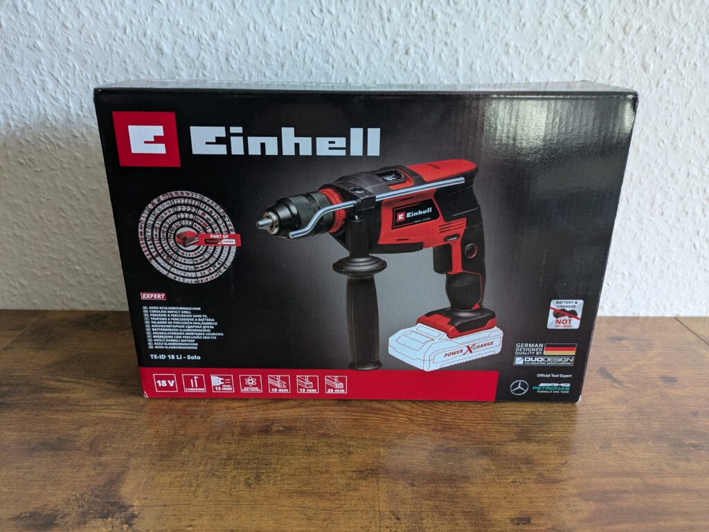 Verpackung der Einhell TE-ID 18 Li-Solo Schlagbohrmaschine von vonre