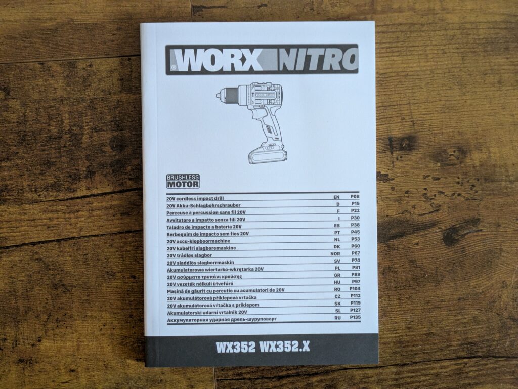 WORX NITRO WX352.4 Schlagbohrmaschine Anleitung