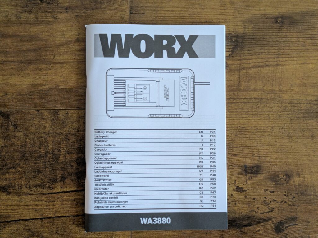 WORX NITRO WX352.4 Schlagbohrmaschine Anleitung Ladegerät