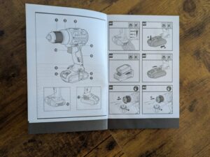 WORX NITRO WX352.4 Schlagbohrmaschine Anleitung geöffnet