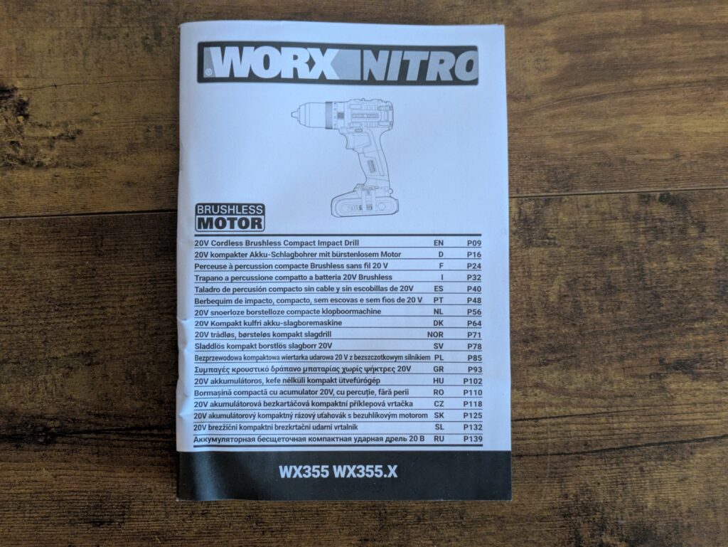 WORX NITRO WX355.9 Schlagbohrmaschine Anleitung