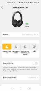 EarFun Wave Life Over-Ear-Kopfhörer App Standard-Modus