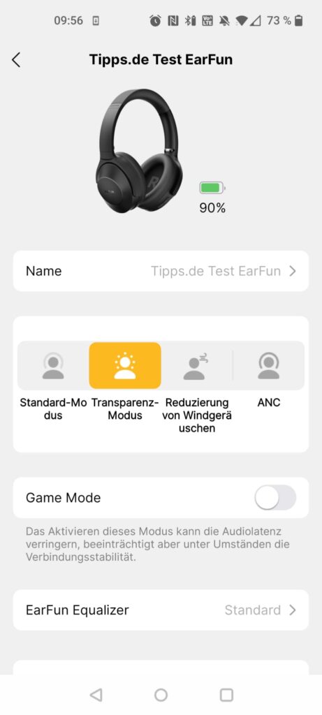 EarFun Wave Life Over-Ear-Kopfhörer App Transparenzmodus