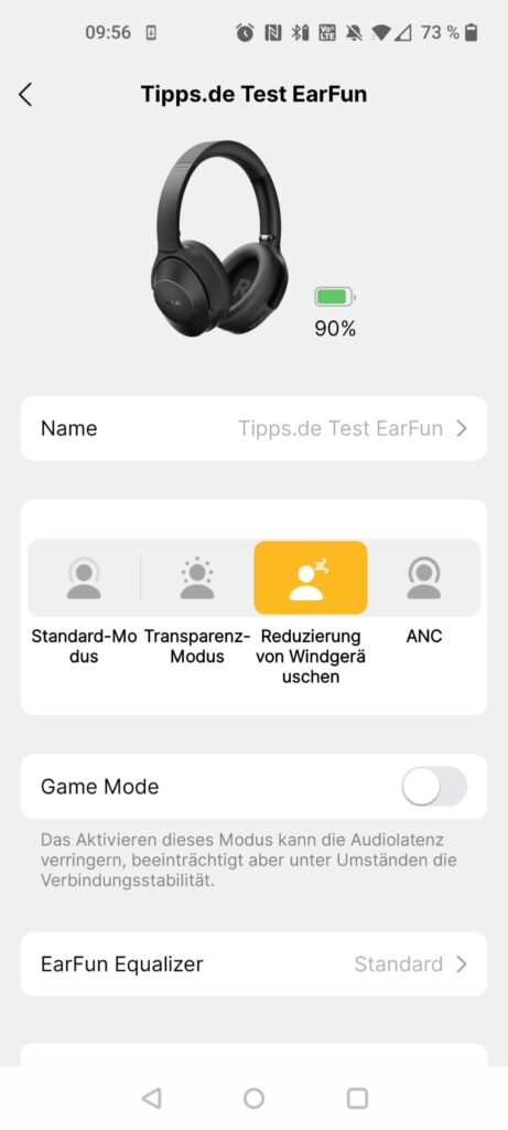 EarFun Wave Life Over-Ear-Kopfhörer App Windreduzierung