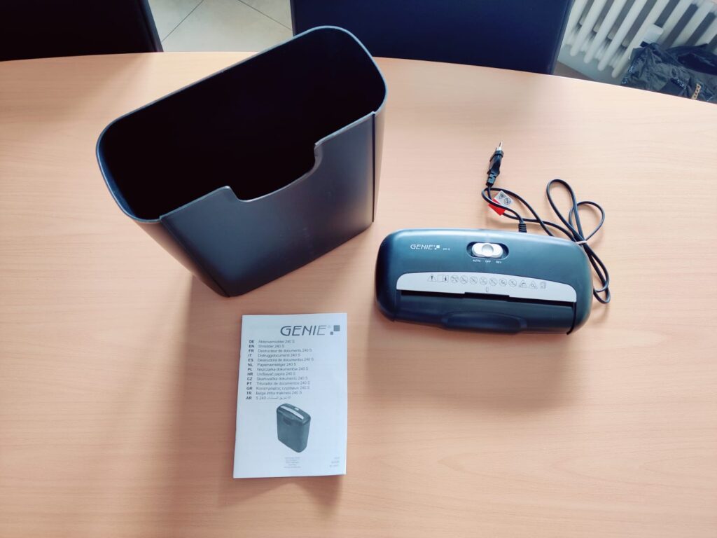 Genie 240S Aktenvernichter Übersicht