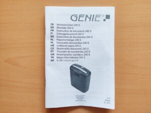 Genie 240S Aktenvernichter Bedienungsanleitung