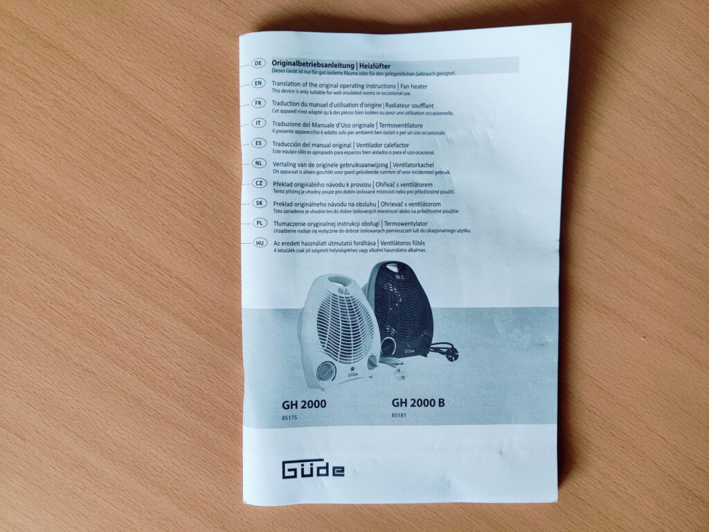 Güde GH 2000 Heizlüfter Bedienungsanleitung