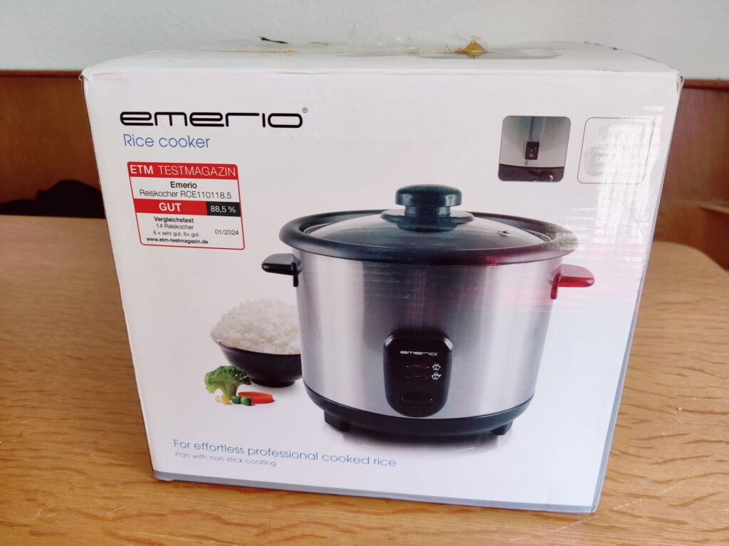 Emerio RCE-110118.5 Reiskocher Vepackung seitlich
