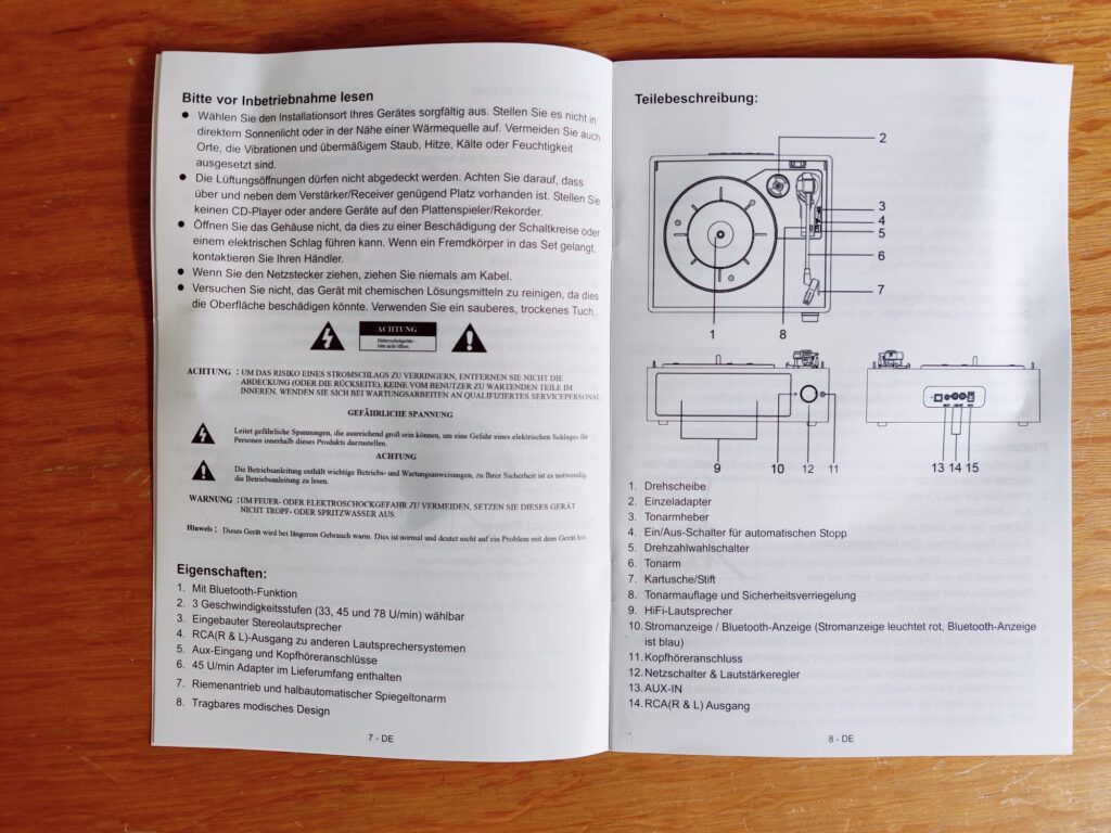 Mersoco M49 Plattenspieler Bedienungsanleitung innen