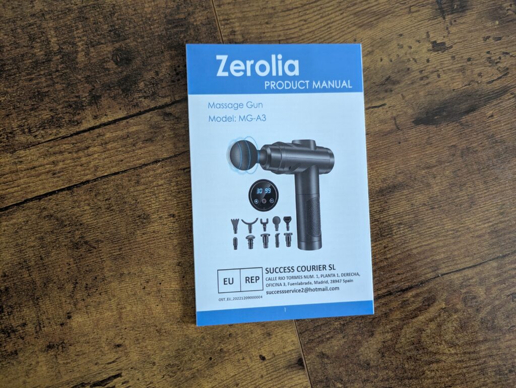 Anleitung der Zerolia MG 03 Massagepistole