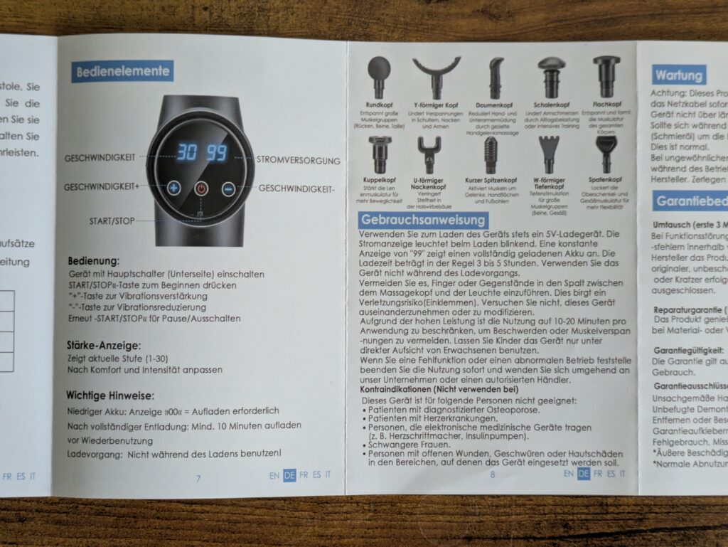 Anleitung der Zerolia MG 03 Massagepistole in der Nahansicht