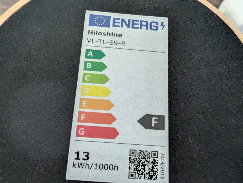 Hiloshine-Tageslichtlampe Energielabel