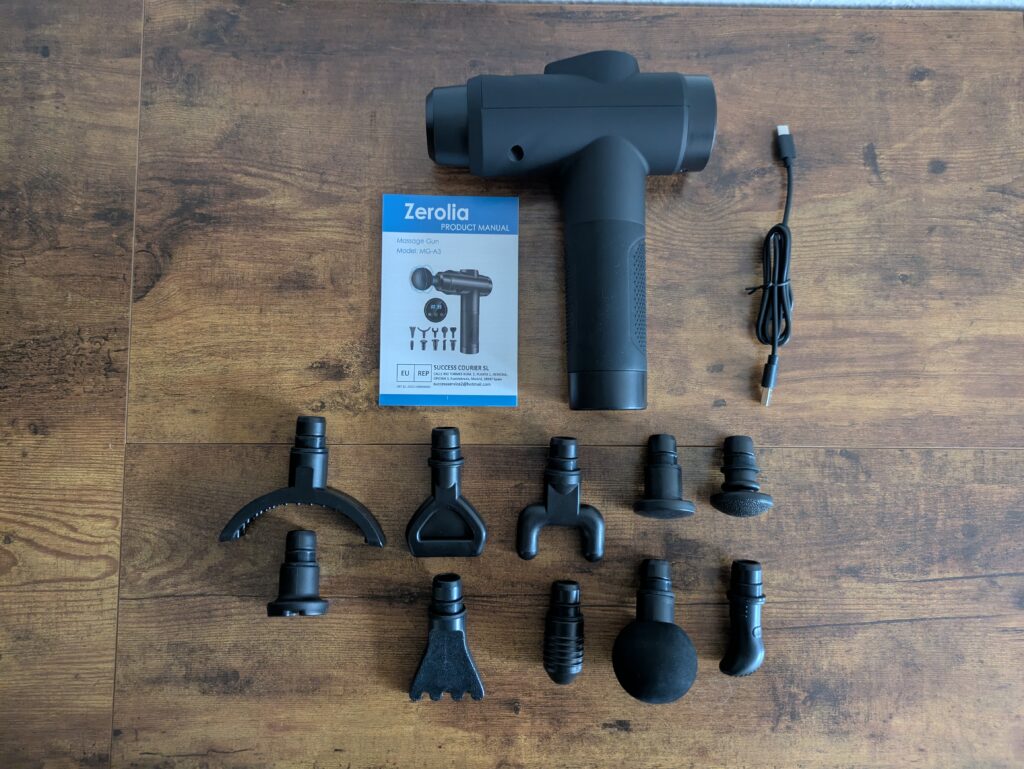 Lieferumfang der Zerolia MG 03 Massagepistole