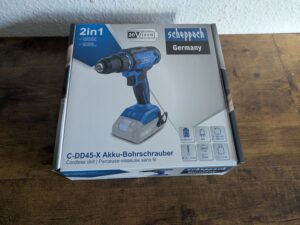 Scheppach C-DD45 Akkuschrauber Verpackung des Scheppach C-DD45 Akkuschraubers