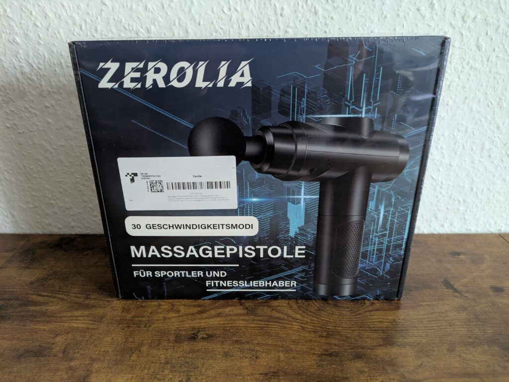 Verpackung der Zerolia MG 03 Massagepistole