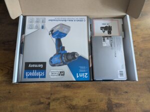 Verpackung des Scheppach C-DD45 Akkuschraubers (2)
