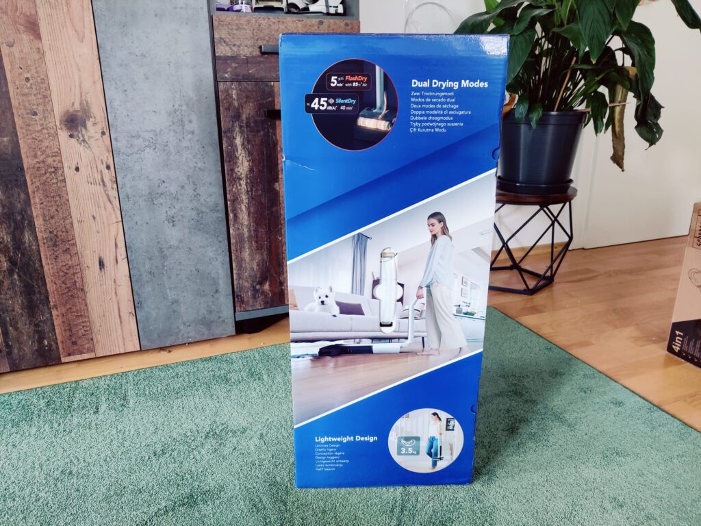 Tineco Floor One i7 Fold Premium Nass-Trockensauger Verpackung seitlich