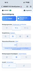Ecovacs Deebot X12 OmniCyclone Saug-Wisch-Roboter App Einstellungen