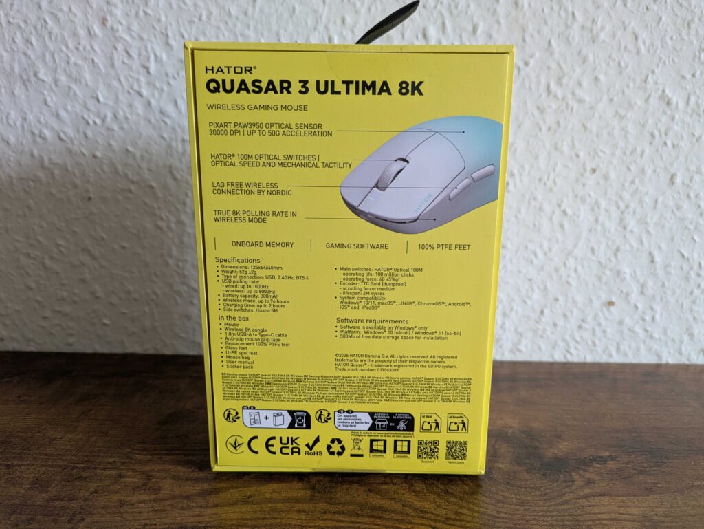 HATOR Quasar 3 ULTIMA 8K Wireless Verpackung von hinten