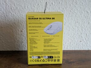 HATOR Quasar 3S ULTIMA 8K Wireless Gaming-Maus Verpackung von hinten