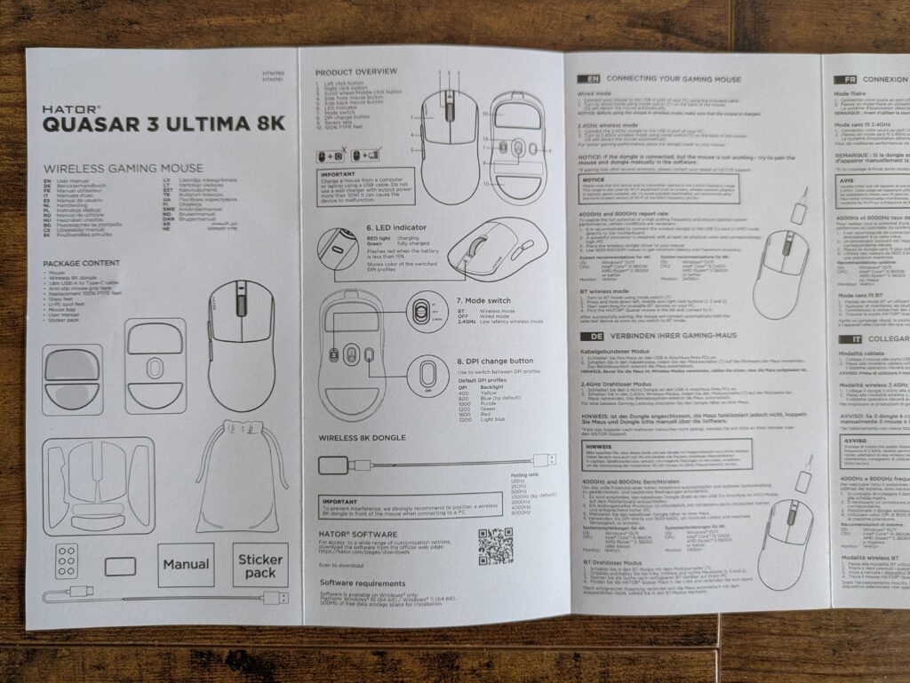 HATOR Quasar 3 ULTIMA 8K Wireless Anleitung geöffnet