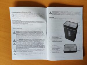 Olympia PS 54 CC Aktenvernichter Bedienungsanleitung innen