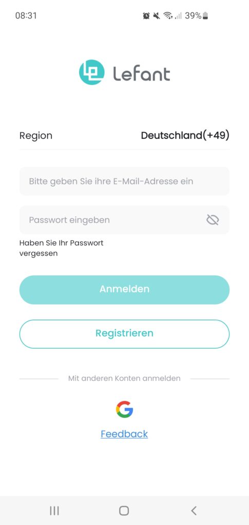Lefant M210P Staubsauger-Roboter App Registrierung
