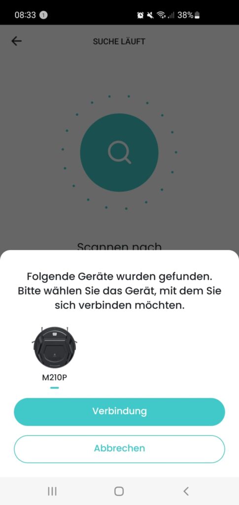 Lefant M210P Staubsauger-Roboter App Gerätesuche