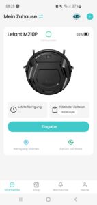 Lefant M210P Staubsauger-Roboter App Startseite