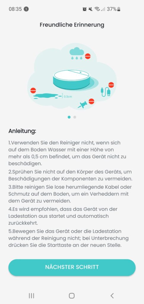 Lefant M210P Staubsauger-Roboter App Nutzungshinweise