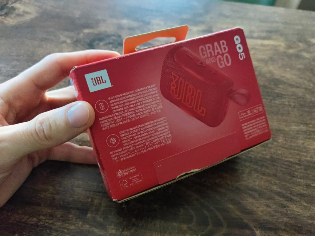 JBL Go 5 Lautsprecher Verpackung Rückseite