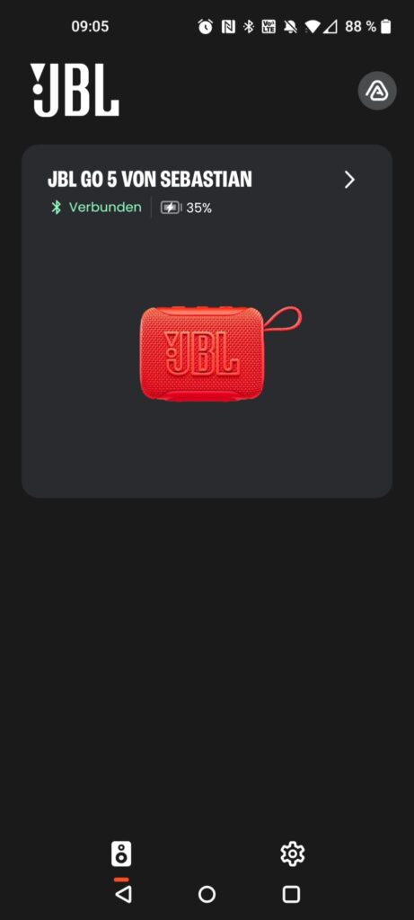JBL Go 5 Lautsprecher App Gerät gekoppelt