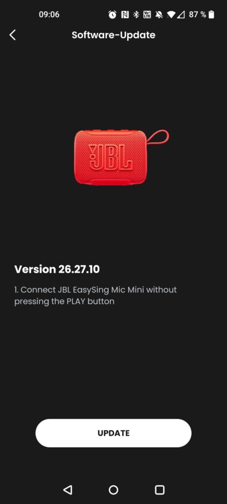 JBL Go 5 Lautsprecher App Software-Update