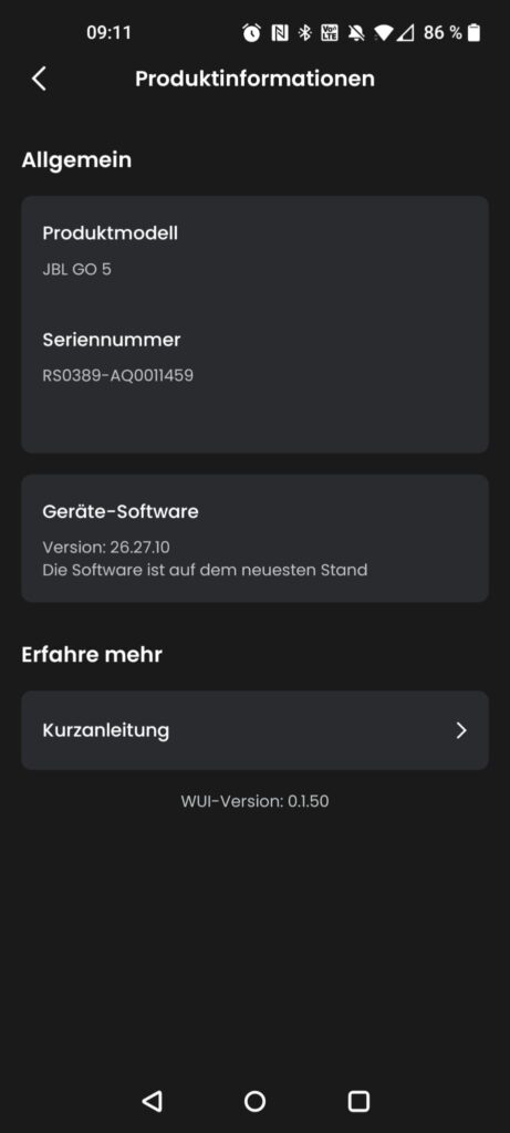 JBL Go 5 Lautsprecher App Produktinformationen
