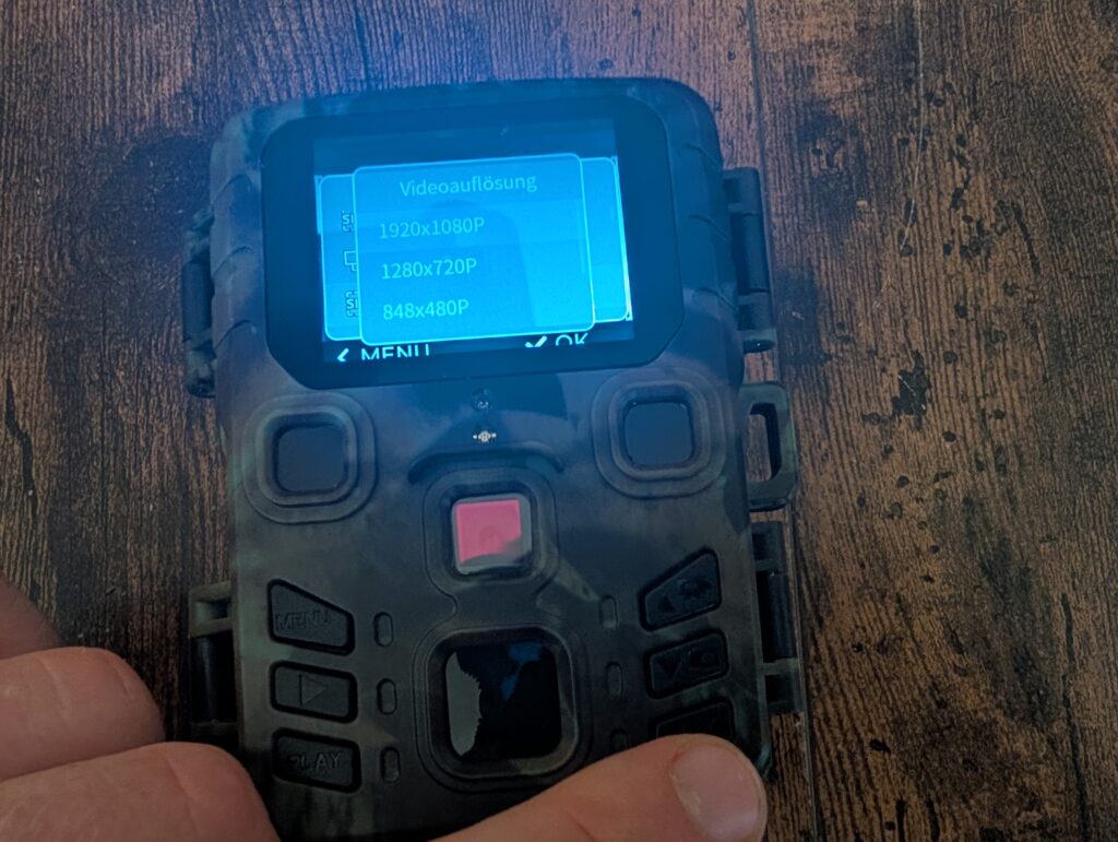 Wildkamera Mini 301 Menü