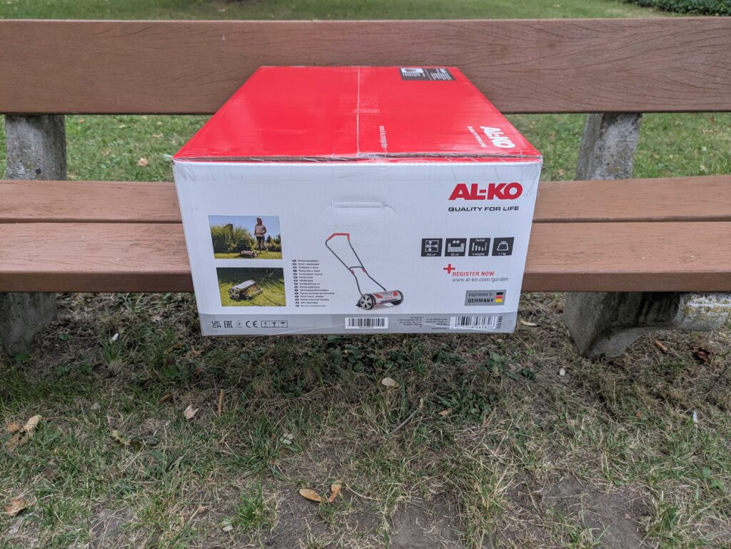 AL-KO Razor Cut 38.1 HM Comfort Spindelmäher Verpackung von der Seite