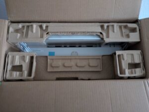 HP Envy 6520e Tintenstrahldrucker Verpackung geöffnet Nahansicht