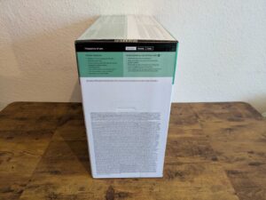 HP Envy 6520e Tintenstrahldrucker Verpackungvon der Seite