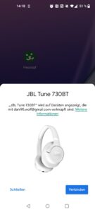 JBL Tune 730BT Over-Ear-Kopfhörer App automatische Kopplung