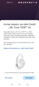 JBL Tune 730BT Over-Ear-Kopfhörer Gerät hinzufügen